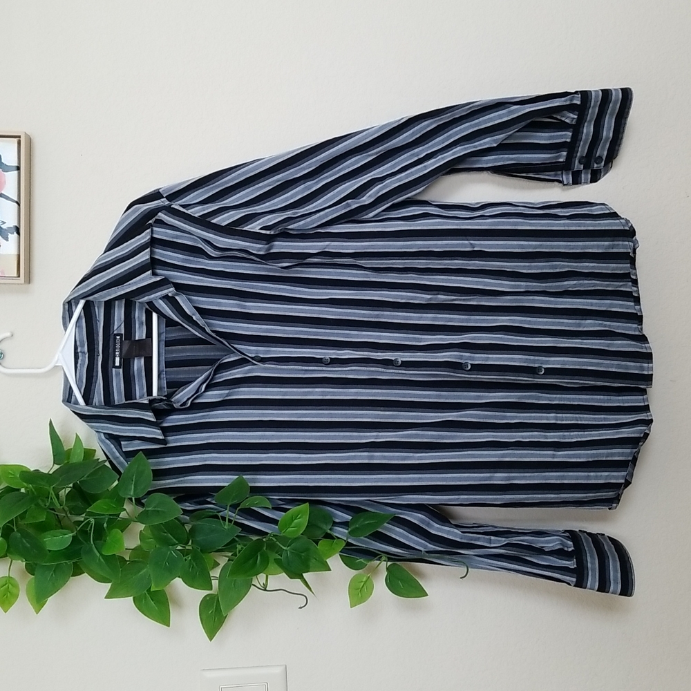 Claiborne Large Men's Button Down Striped Shirt